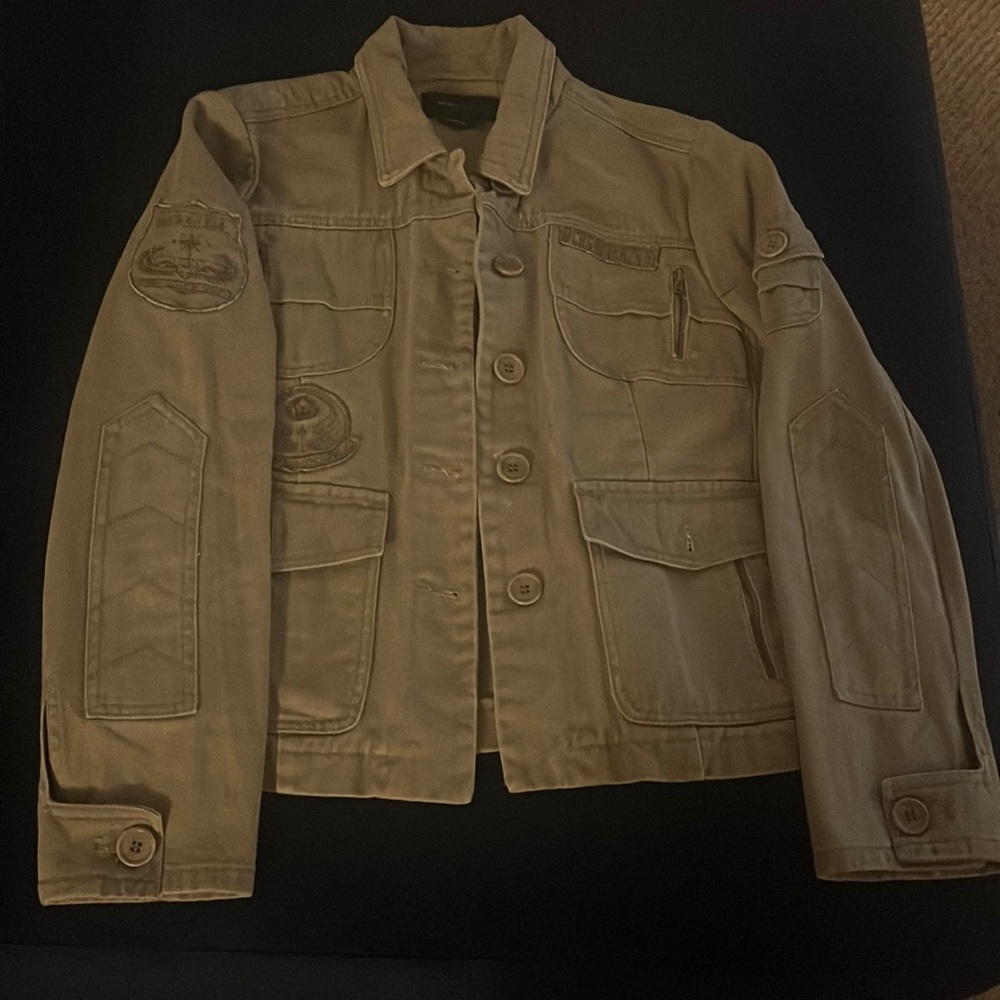 Olive green Denim jacket.
